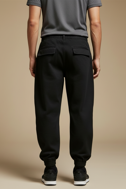 Pantalon Cargo En Tissu Fleece Pour Homme - Noir Molleton - vue 2