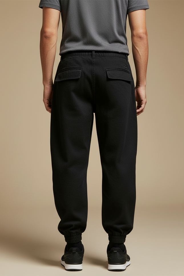 Pantalon Cargo En Tissu Fleece Pour Homme - Noir Molleton - vue 2