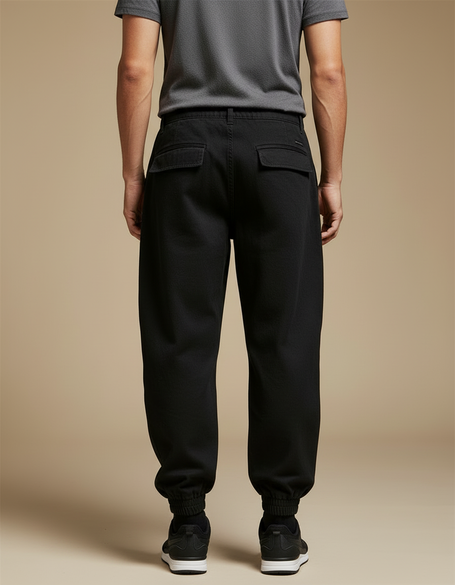 Pantalon Cargo En Tissu Fleece Pour Homme - Noir Molleton - vue 2
