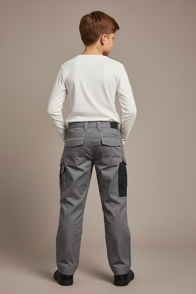 Pantalon Cargo Gris Renforcé Multi-Poches Enfant - Toile - vue 2