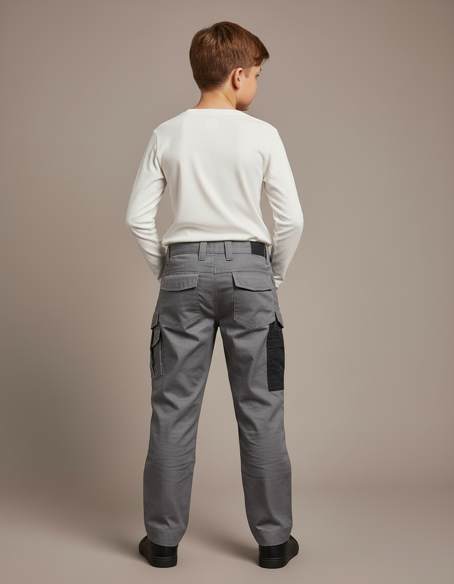 Pantalon Cargo Gris Renforcé Multi-Poches Enfant - Toile - vue 2