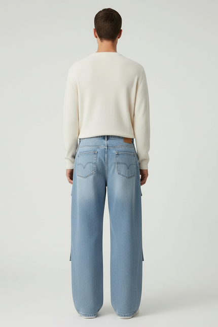 Pantalon Cargo Homme Bleu Baggy - Jean - vue 2