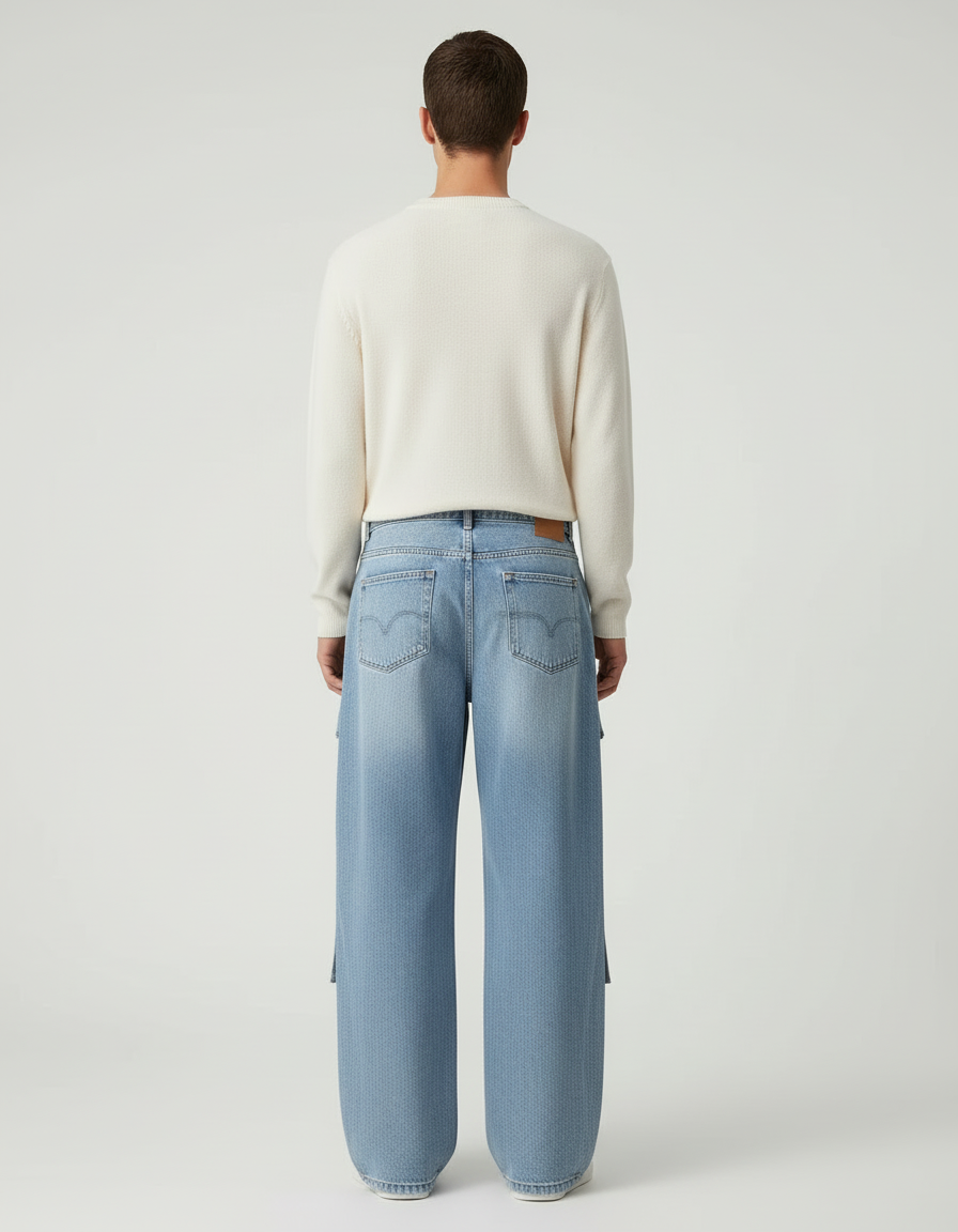 Pantalon Cargo Homme Bleu Baggy - Jean - vue 2