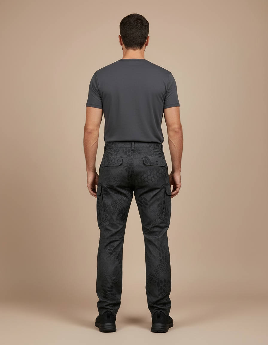 Pantalon Cargo Noir Tactique Camouflage Homme - Toile - vue 2