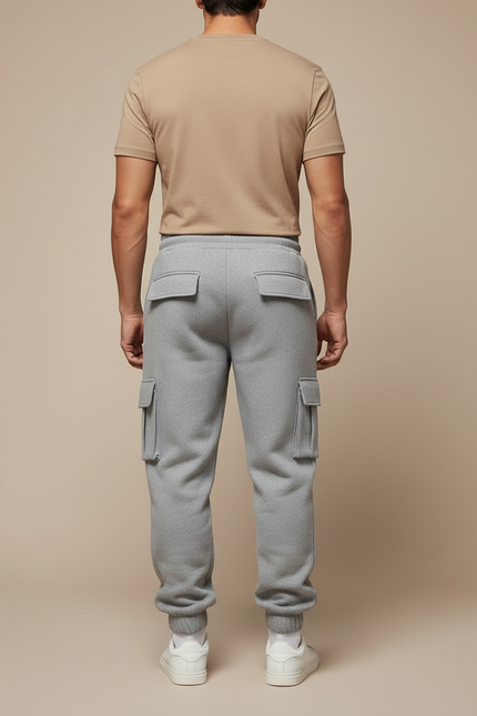 Pantalon Cargo Gris Chiné Molleton Ample Homme - vue 2