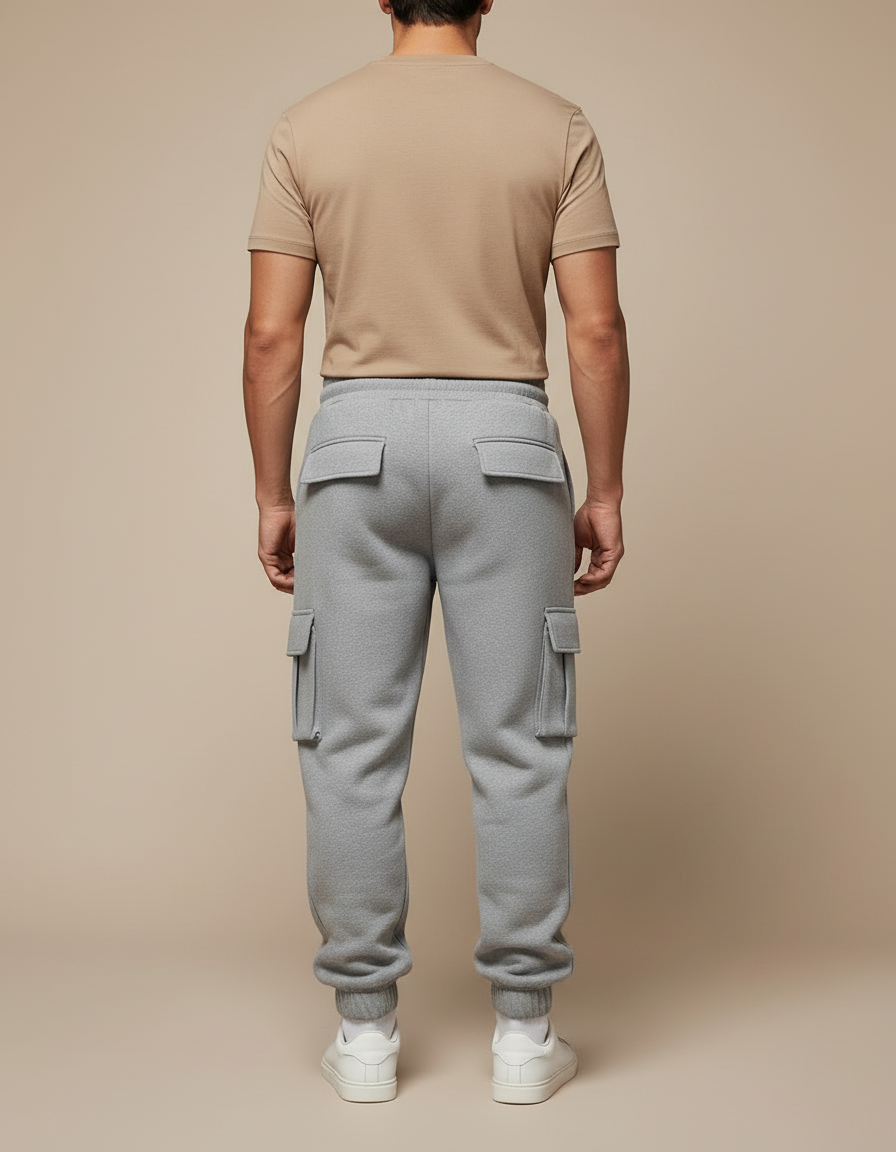 Pantalon Cargo Gris Chiné Molleton Ample Homme - vue 2
