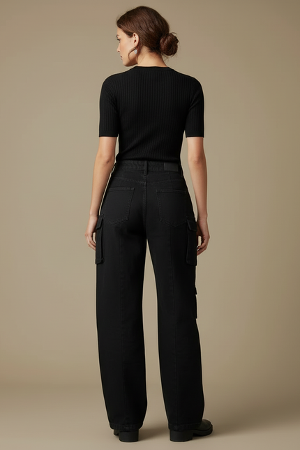 Pantalon Cargo Femme Noir Baggy - Jean - vue 2