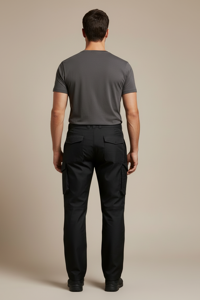 Pantalon Cargo Noir Homme Ample Multipoches - Polyester - vue 2