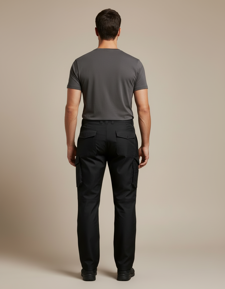 Pantalon Cargo Noir Homme Ample Multipoches - Polyester - vue 2
