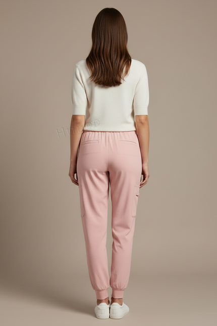 Pantalon Cargo Rose Clair Fluide Jogger Femme - Polyester - vue 2