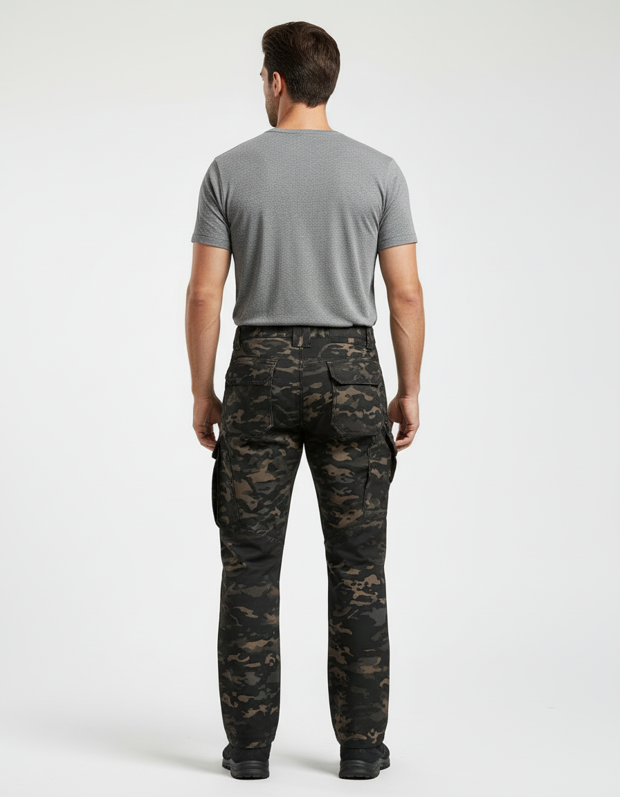 Pantalon Cargo Camouflage Multipoches Confortable Homme - Multicolore Toile - vue 2