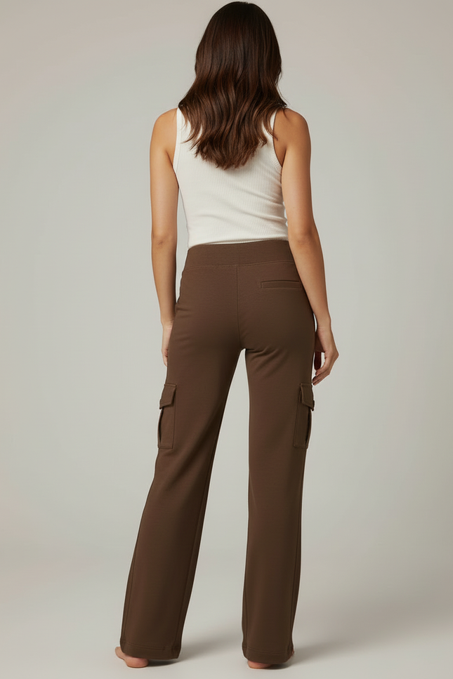 Pantalon Cargo Marron Ample Fluide Confortable Femme - Molleton - vue 2