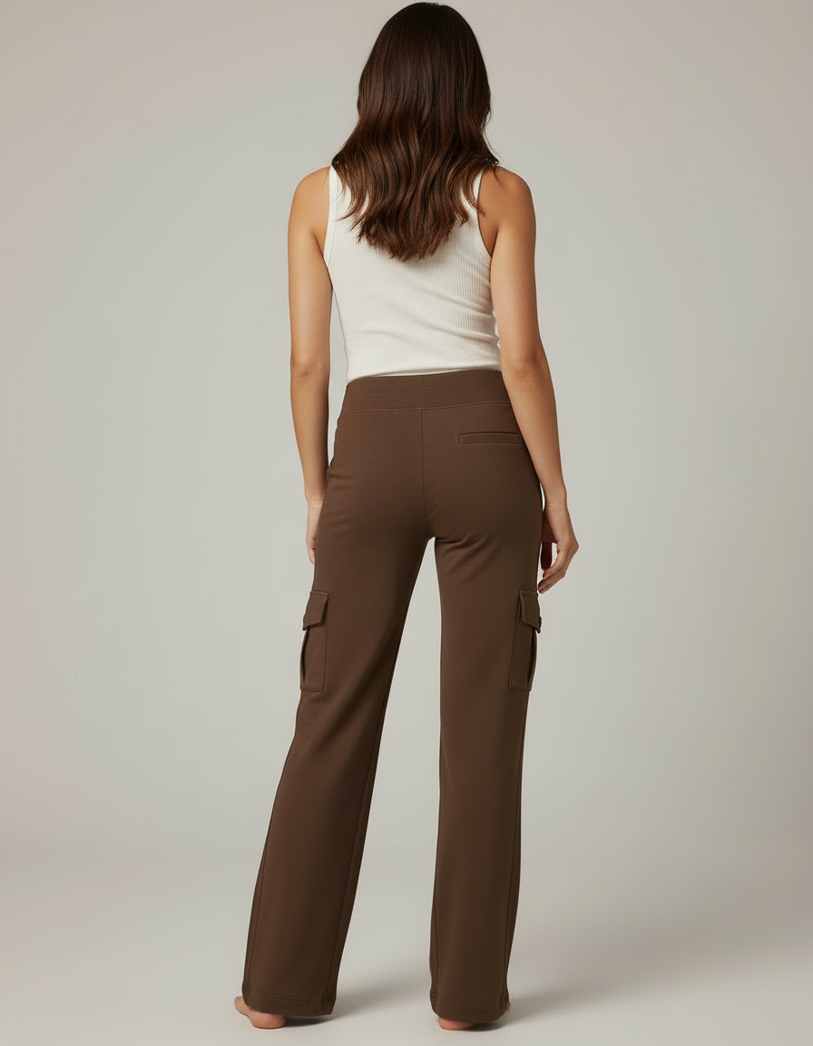 Pantalon Cargo Marron Ample Fluide Confortable Femme - Molleton - vue 2