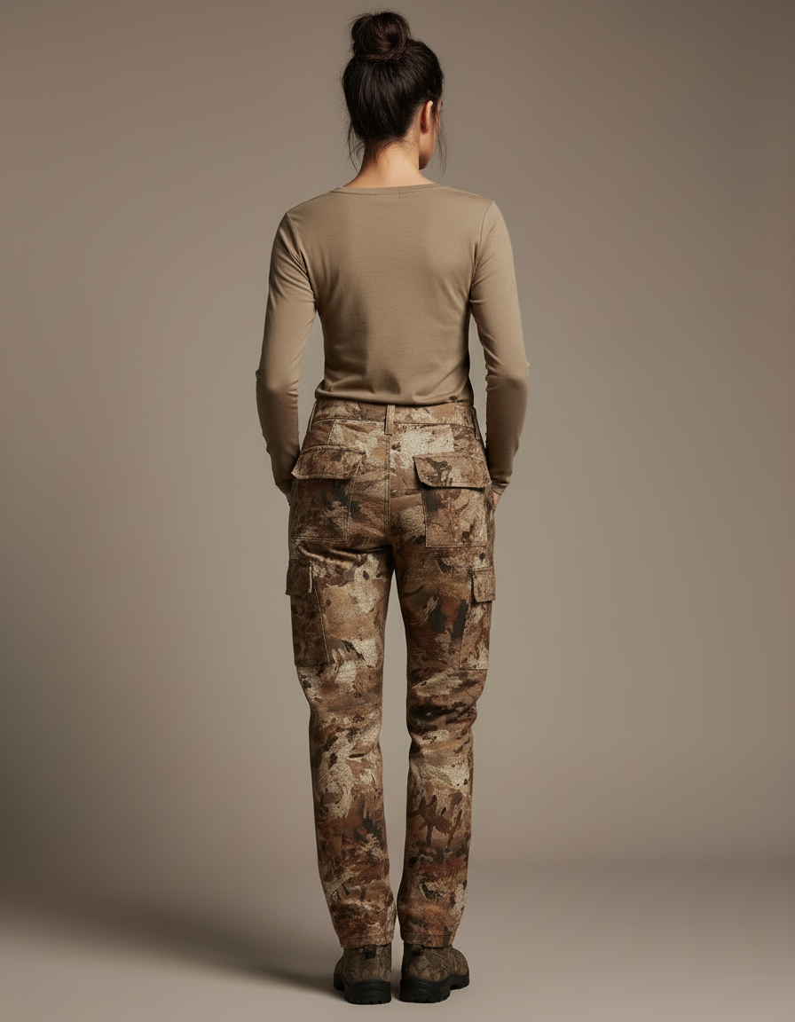 Pantalon Cargo Camouflage Marron Chasse Extensible Femme - Toile - vue 2