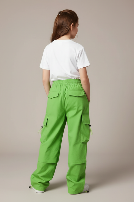 Pantalon Cargo Vert Ample Multipoches Enfant - Polyester - vue 2