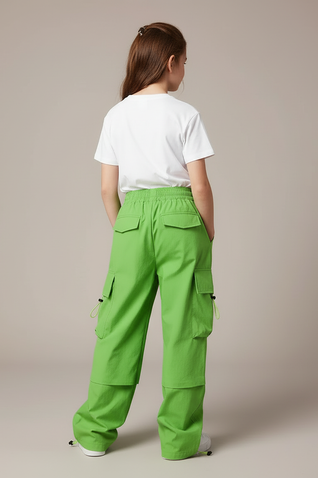 Pantalon Cargo Vert Ample Multipoches Enfant - Polyester - vue 2