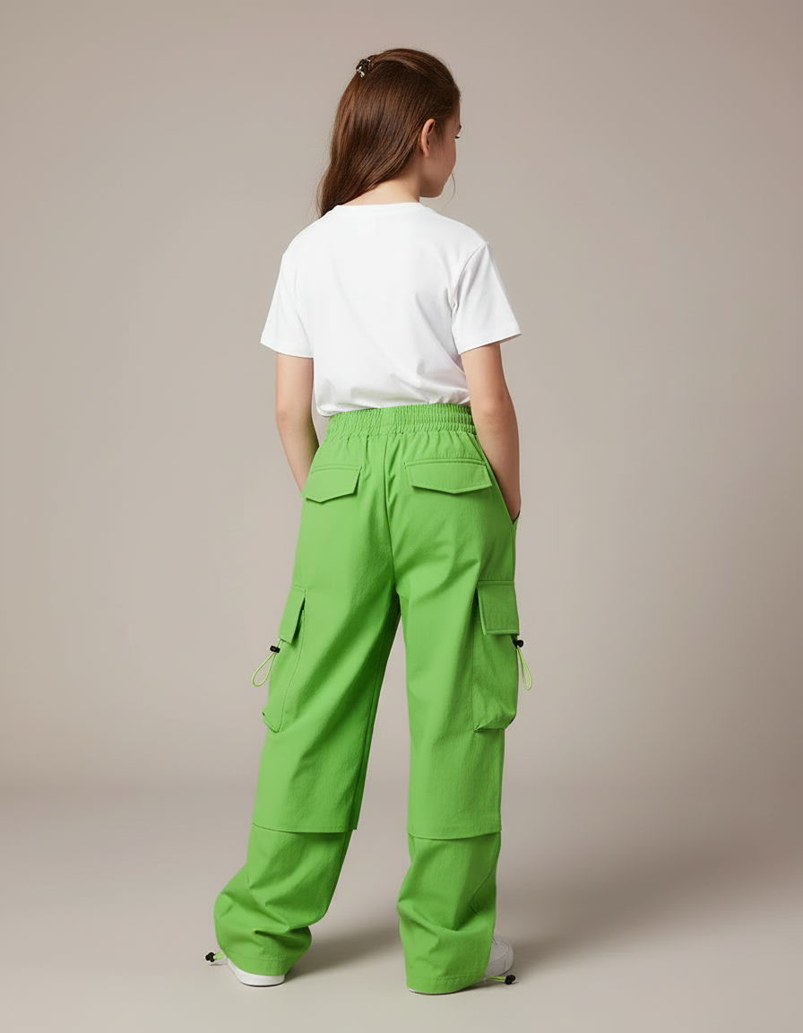 Pantalon Cargo Vert Ample Multipoches Enfant - Polyester - vue 2