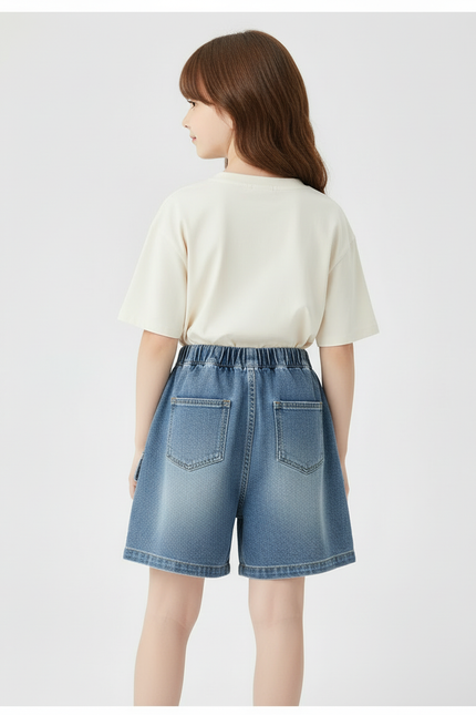 Pantalon Cargo Jean Bleu Ample Poches Enfants - vue 2