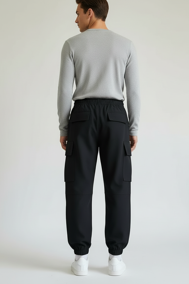 Pantalon Cargo Noir Décontracté Ample Homme Streetwear - Polyester - vue 2