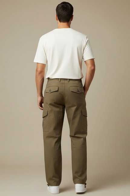Pantalon Cargo Kaki Homme Décontracté Multipoches Coton - vue 2