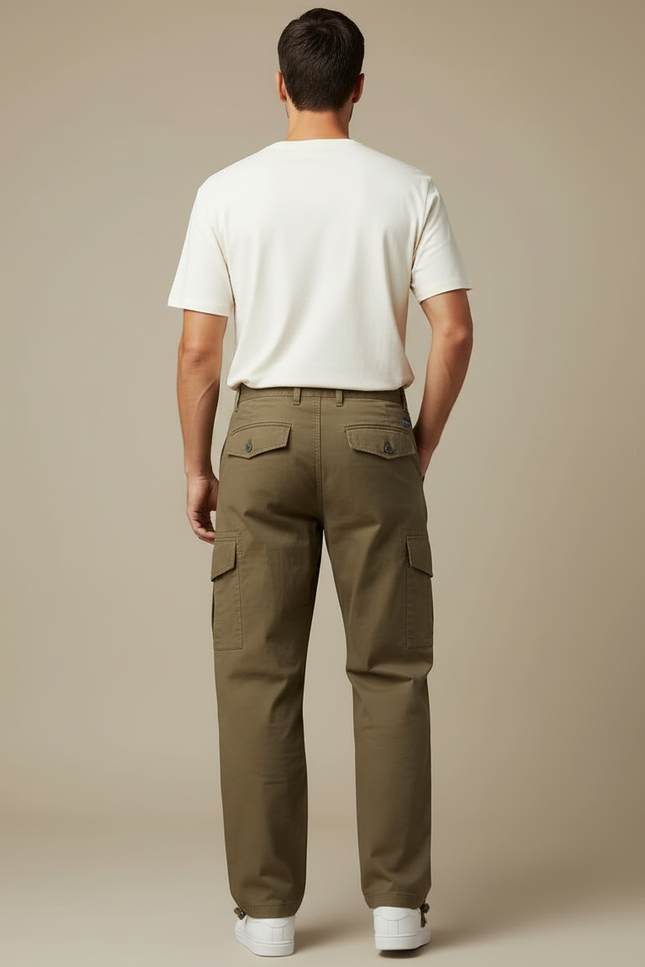 Pantalon Cargo Kaki Homme Décontracté Multipoches Coton - vue 2