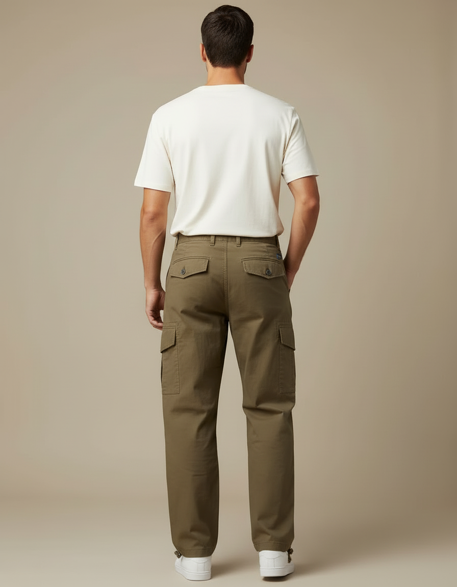 Pantalon Cargo Kaki Homme Décontracté Multipoches Coton - vue 2