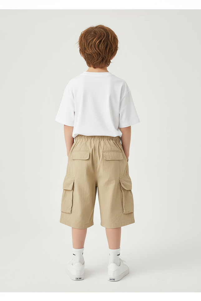 Pantalon Cargo Beige Ample Coton Garçon Poches - vue 2
