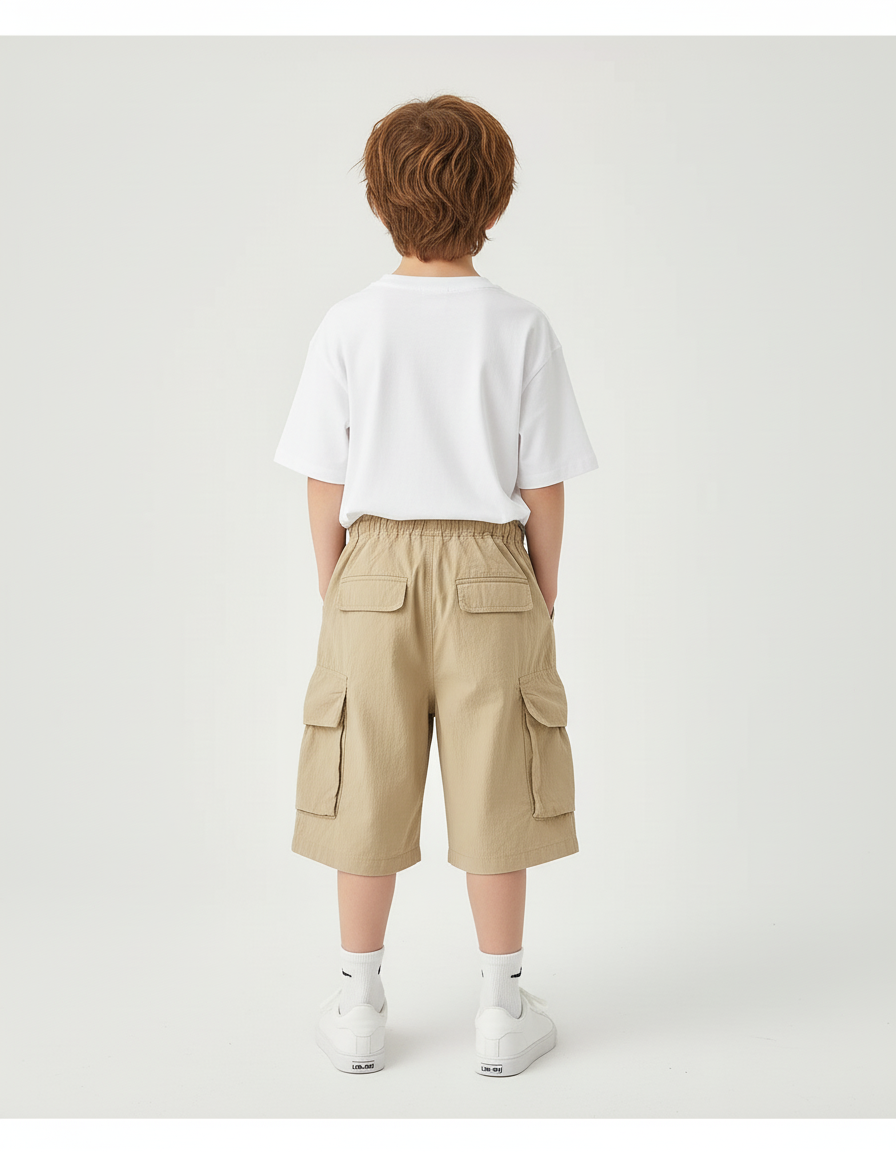 Pantalon Cargo Beige Ample Coton Garçon Poches - vue 2