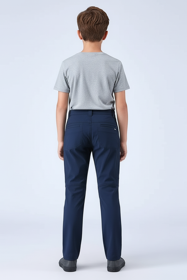 Pantalon Cargo Bleu Marine Multipoches Élastique Enfant - Polyester - vue 2