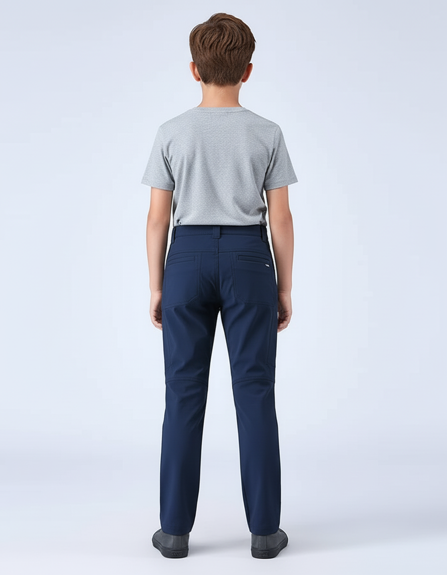 Pantalon Cargo Bleu Marine Multipoches Élastique Enfant - Polyester - vue 2