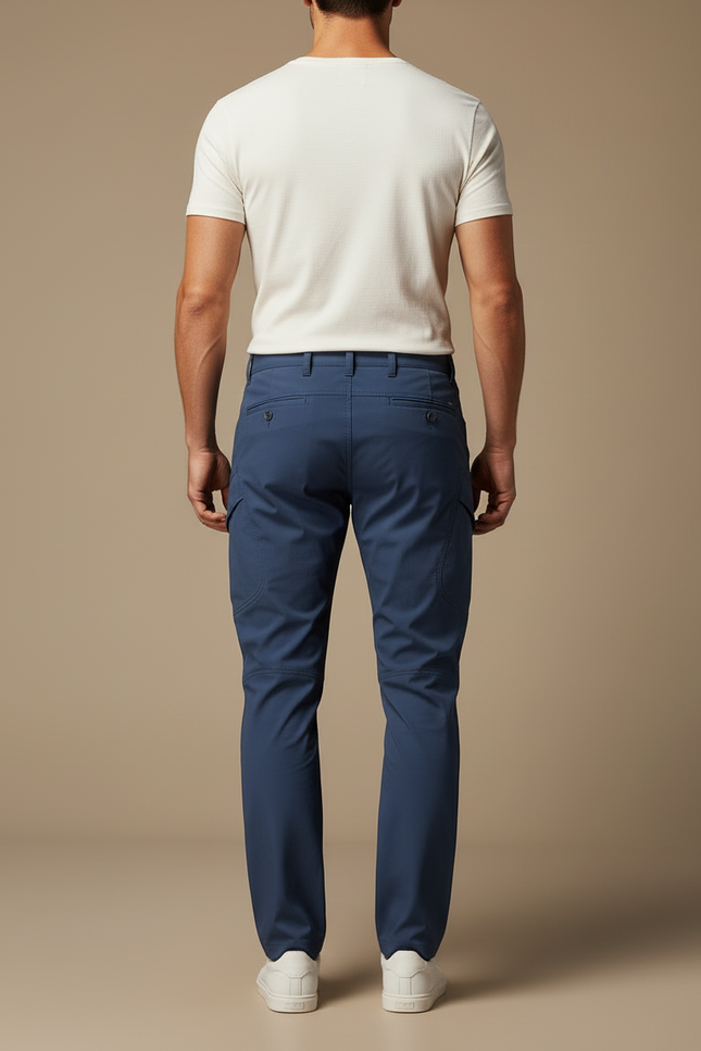 Pantalon Cargo Bleu Marine Stretch Homme Décontracté - Polyester - vue 2