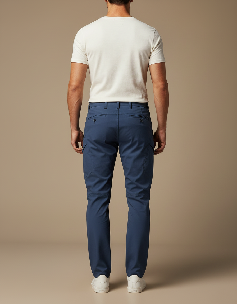 Pantalon Cargo Bleu Marine Stretch Homme Décontracté - Polyester - vue 2