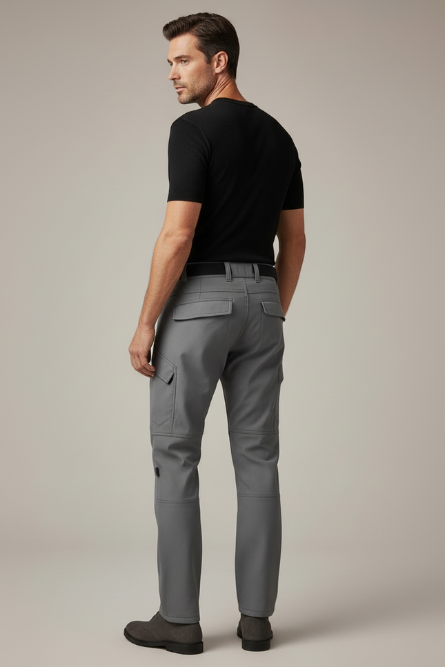 Pantalon Cargo Gris Homme Coupe Droite Multipoches - Polyester - vue 2
