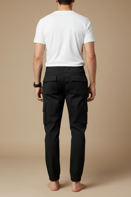 Pantalon Jogging Cargo Homme - Noir Gabardine - vue 2