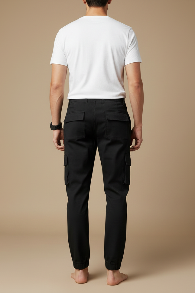Pantalon Jogging Cargo Homme - Noir Gabardine - vue 2