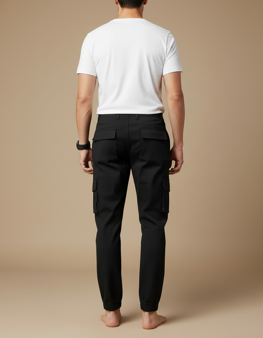 Pantalon Jogging Cargo Homme - Noir Gabardine - vue 2