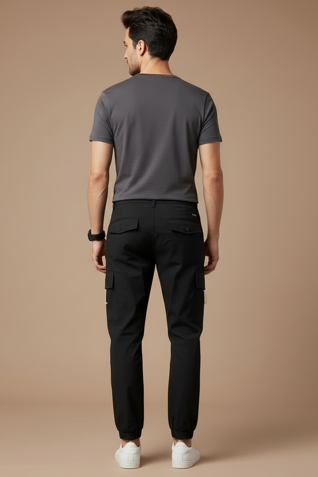 Pantalon Cargo Ajustable - Noir Polyester - vue 2