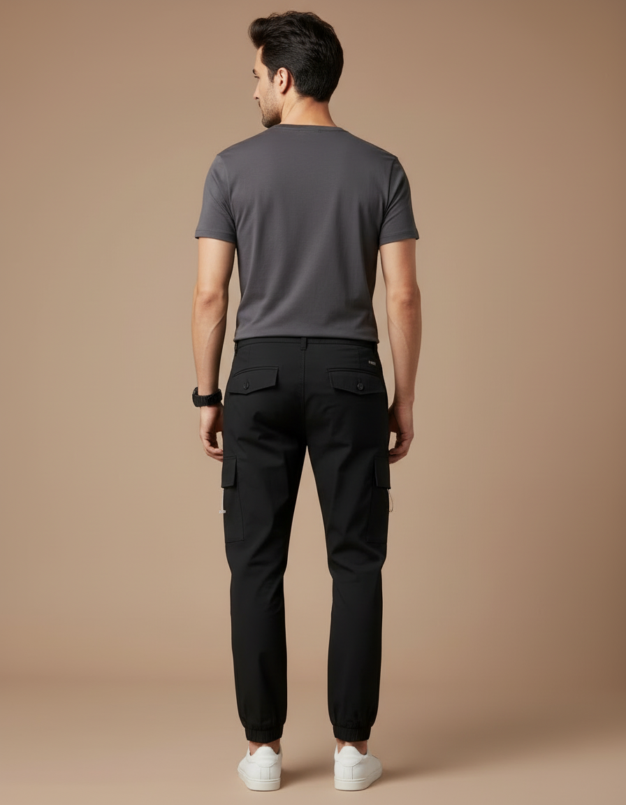 Pantalon Cargo Ajustable - Noir Polyester - vue 2