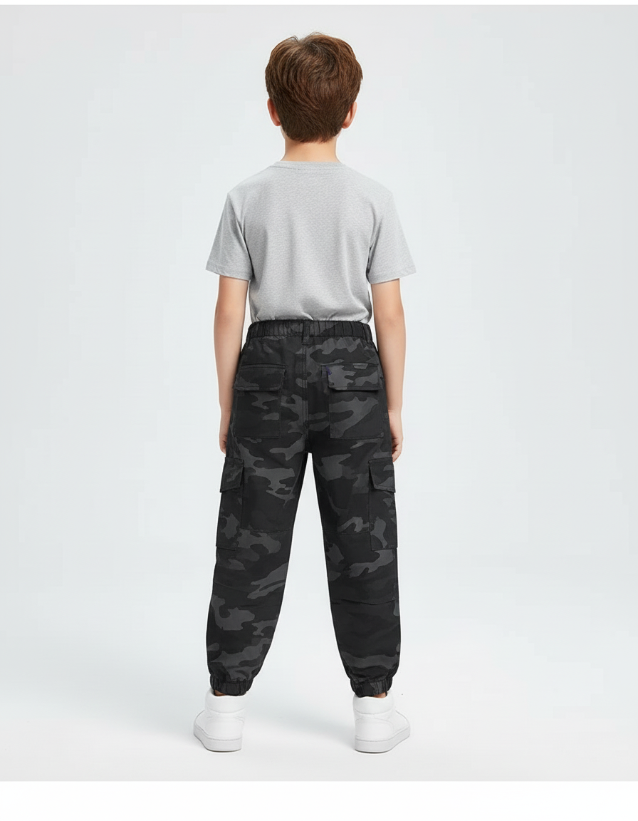 Pantalon Cargo Militaire Noir - Toile - vue 2