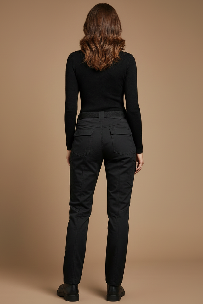 Pantalon Cargo Noir Femme Multipoches Tactique Résistant - Polyester - vue 2