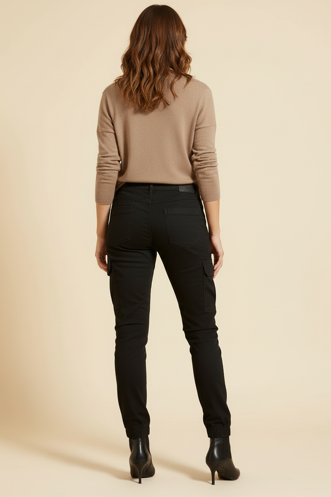 Pantalon Cargo Noir Slim Taille Basse Femme - Toile - vue 2