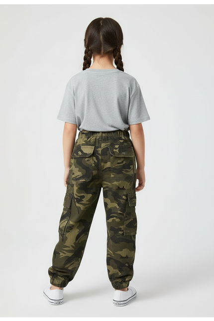 Pantalon Cargo Camouflage Ample Poches Enfant Coton - Imprimé - vue 2