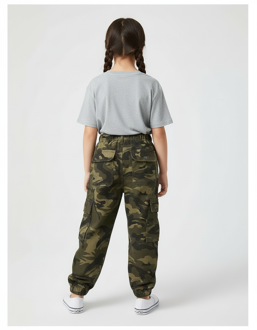 Pantalon Cargo Camouflage Ample Poches Enfant Coton - Imprimé - vue 2