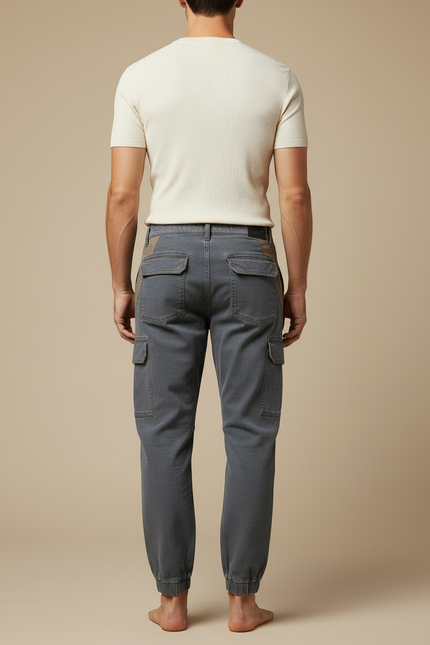 Pantalon Cargo Gris Décontracté Jogger Homme Coton - Jean - vue 2