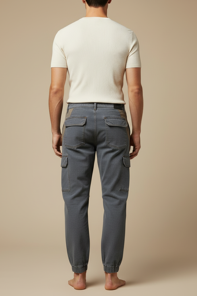 Pantalon Cargo Gris Décontracté Jogger Homme Coton - Jean - vue 2
