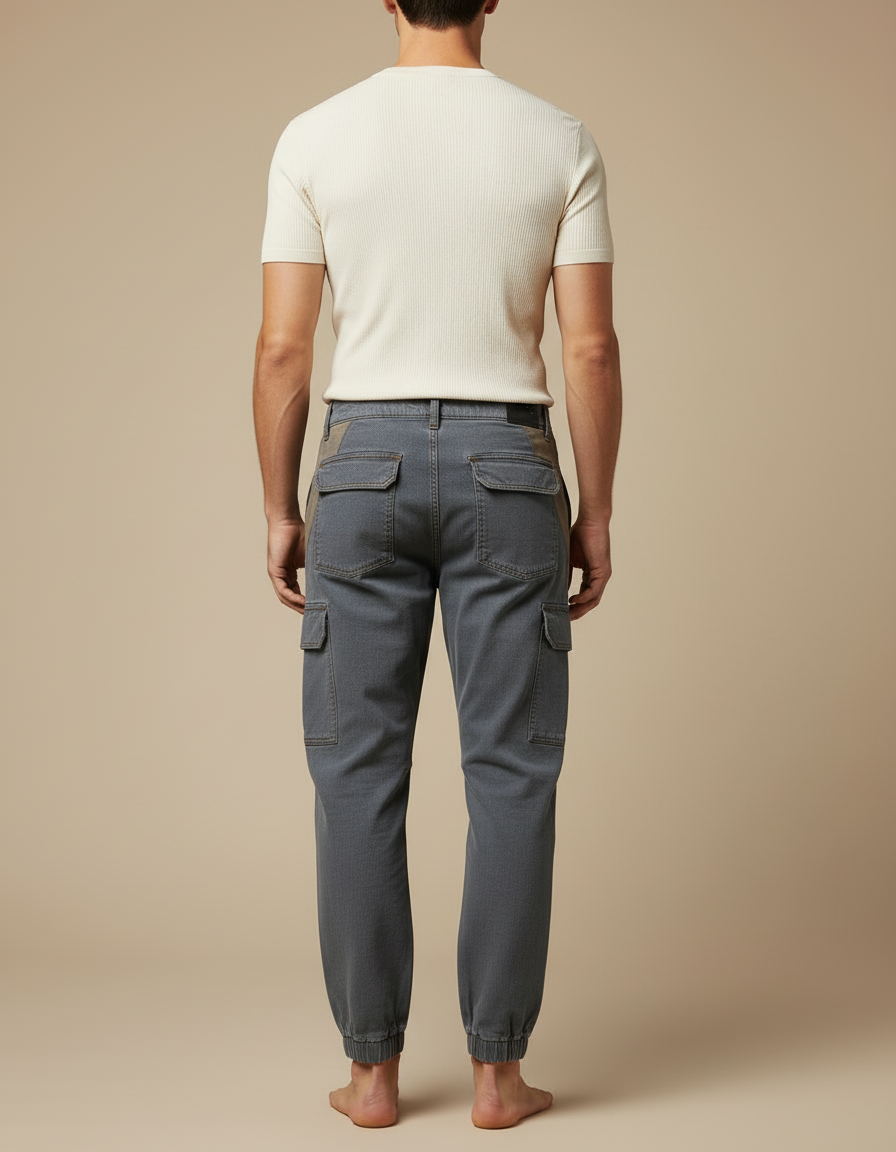 Pantalon Cargo Gris Décontracté Jogger Homme Coton - Jean - vue 2