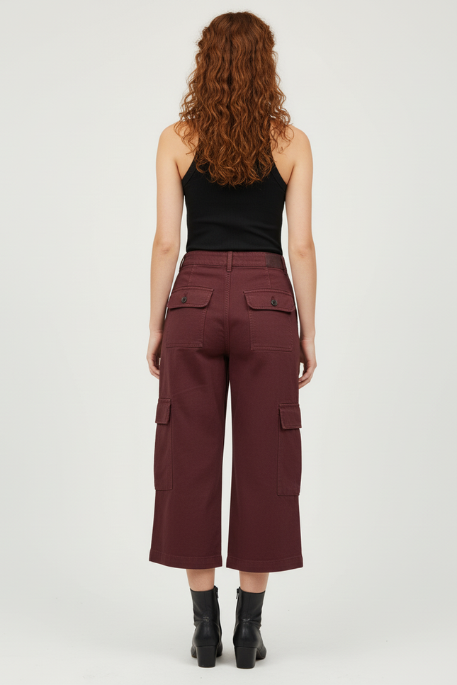 Pantalon Cargo 3/4 - Bordeaux Toile - vue 2
