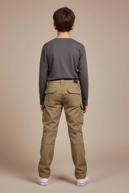 Pantalon Cargo Kaki Enfant Décontracté Multi-Poches - Coton - vue 2