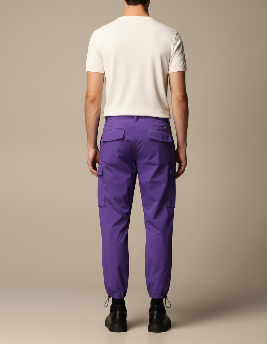 Pantalon Cargo Violet Ample Poches Streetwear Homme - Polyester - vue 2