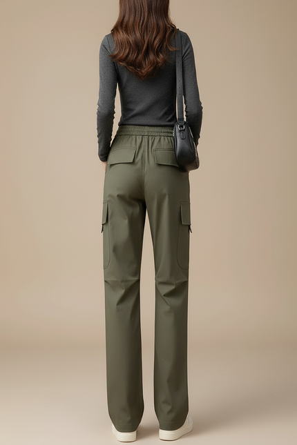 Pantalon Cargo Femme Vert Olive Large - Kaki Polyester - vue 2